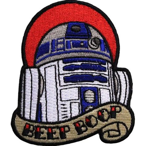 R2-D2 'Beep Boop' Iron On Patch | Star wars embroidery, Star wars patch ...