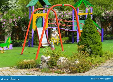 Little Children Run Around and Play in the Playground. Game Cent Stock Image - Image of child ...