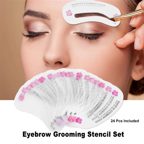 24 Pcs Reusable Eyebrow Stencil Kit Eyebrow Grooming Stencil Eye Brow DIY Drawing Guide Styling ...