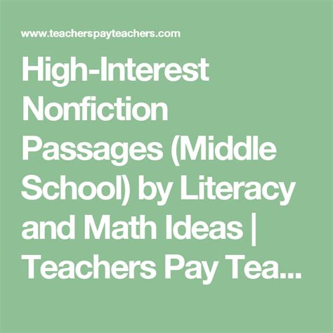 (Digital and Self-Grading) High-Interest Nonfiction Passages (Middle School) | Nonfiction ...