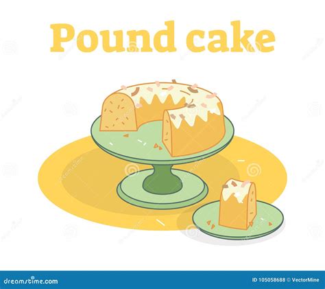 Glazed Pound Cake on a Plate Vector Illustration Stock Vector ...