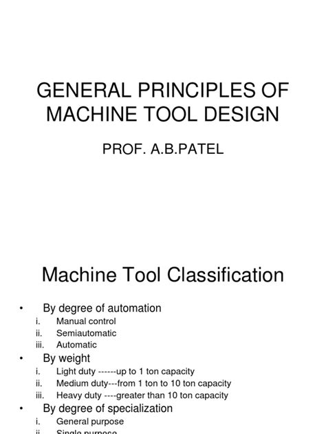 General Principles of Machine Tool Design | Machine Tool | Industries