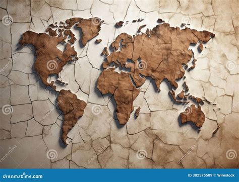 AI Generated Illustration of a Vintage-style World Map Stock Image ...