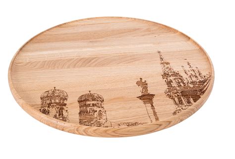 Munich, Wooden round serving platter XL - Panoramaknife - Schweiz
