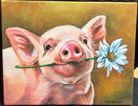 돼지 일러스트 | Farm animal paintings, Animal paintings, Pig painting