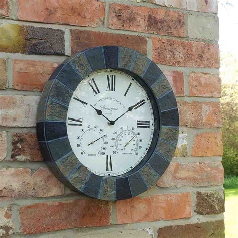 Smart Garden Outdoor Stonegate Wall Clock, 14", Black | Leek