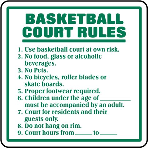 Basketball Court Rules Sign - Save 10% Instantly