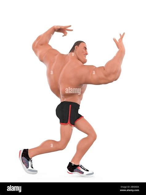 muscle man cartoon in an white background will put some creative sensor in yours creations, 3d ...