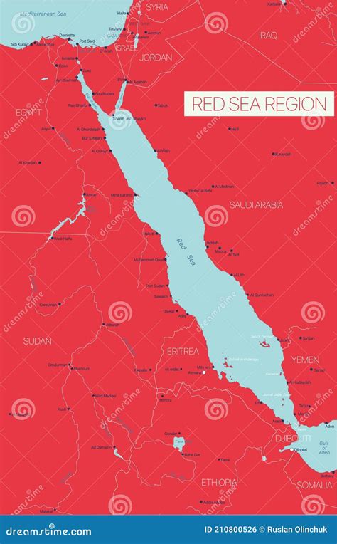 Red Sea Region Editable Map Stock Vector - Illustration of africa ...