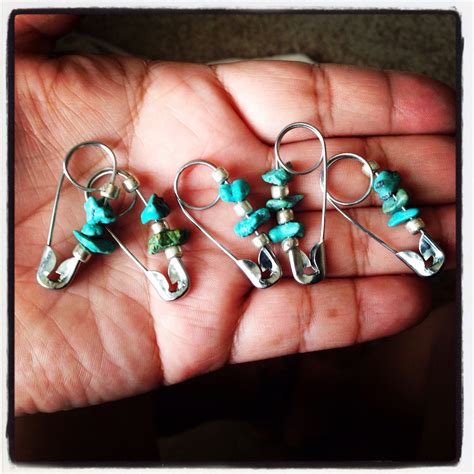 Fancy diy stitch markers for knitting. Straighten safety pin. Place ...