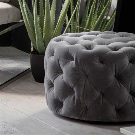 Luciana Pouffe, Velvet, Grey in 2021 | Velvet footstool, Upholstered footstool, Footstool