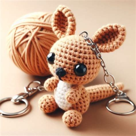 Crochet Kangaroo Keychain Amigurumi idea