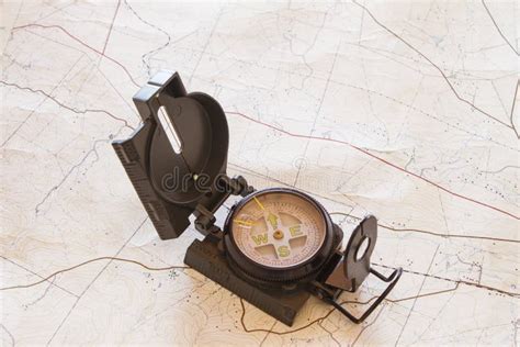 Military Compass On The Map Stock Photo - Image of cartography, navigation: 47643380