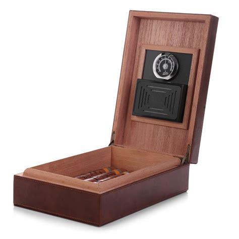 Buy Cedar Cigar Humidor, Leather Surface Handmade Real Solid Spanish Cedar Wood Lined Cigar ...