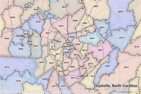 Charlotte Area Zip Code Map - map of interstate