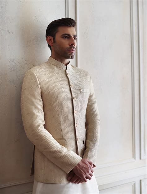 FAWN EMBROIDERED PRINCE COAT – Ismail Farid Pakistan