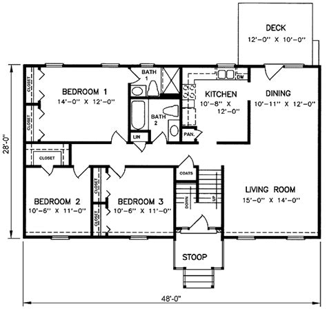 Traditional Level One of Plan 45253 | Split level house plans, Modular home floor plans, Split ...