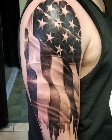 American Flag Black And Grey Tattoo