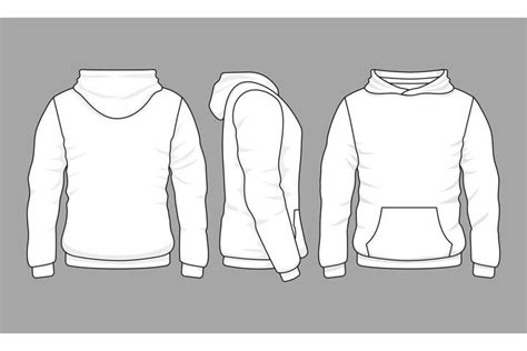 Male hoodie sweatshirt in front, back and side views (893029) | Illustrations | Design Bundles ...