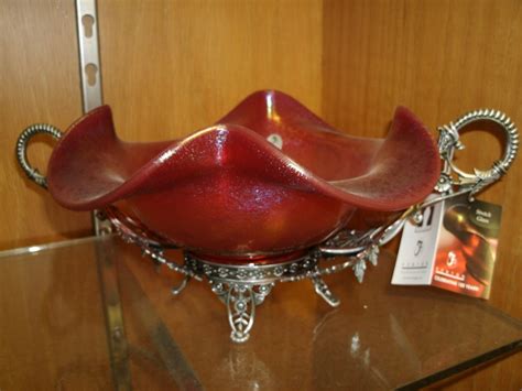 FENTON ART GLASS 13 1/4" RUBY STRETCH BOWL WITH STAND