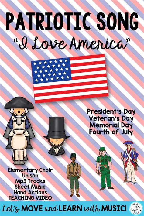 Patriotic Song “I Love America” Unison, Sheet Music, Video, Mp3 Tracks | Holiday music lessons ...