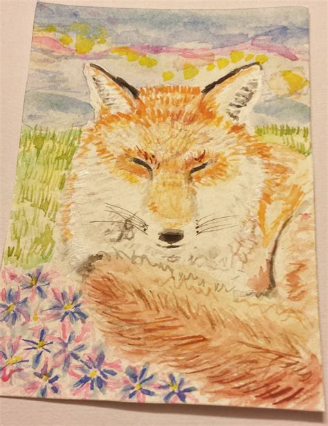 Sleeping Fox watercolor painting by tulipteardrops on DeviantArt