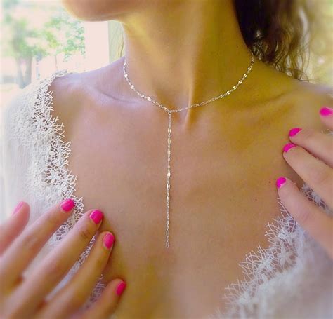 Y Necklace silver y necklace minimal layering necklace | Etsy