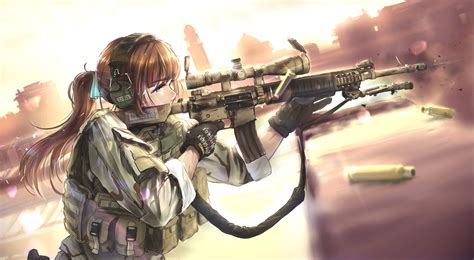 Hintergrundbilder : Frau, Anime Mädchen, Waffe, Soldat, Militär-, Gewehre, Schütze, TC1995 ...