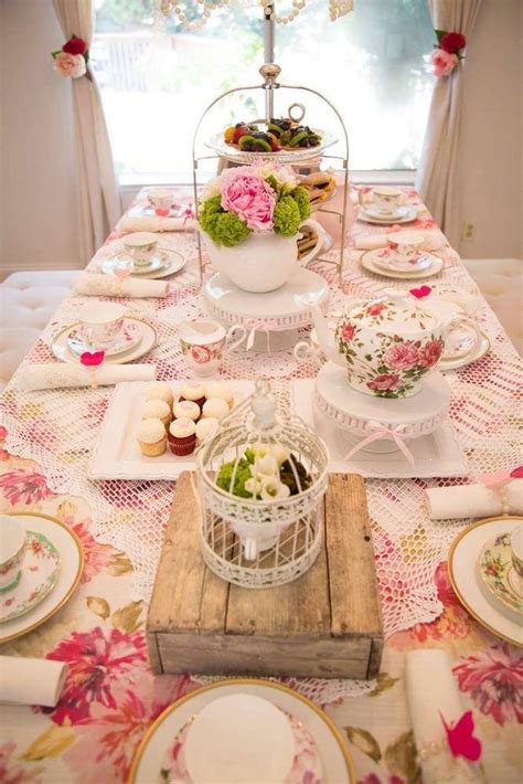 What a stunning tea party birthday party! See more party ideas at ...