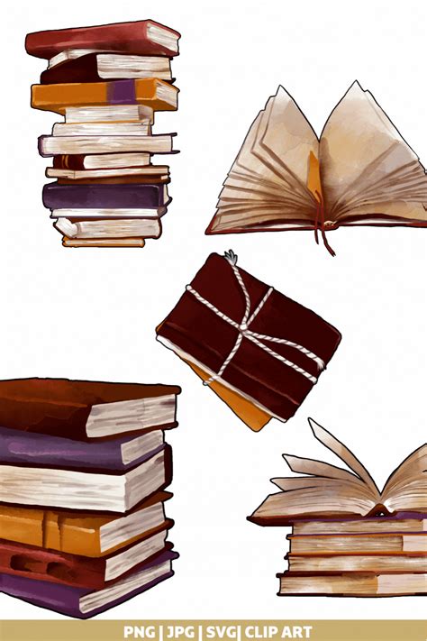 an image of books clipart on white background for use in design projects or scrapbook pages