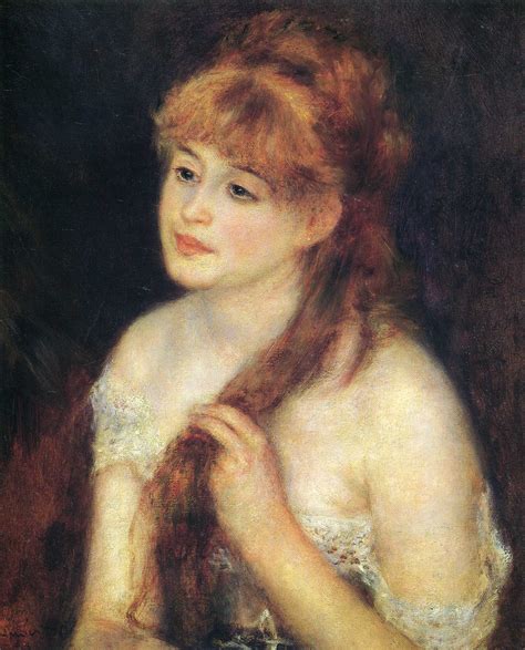 Young Woman Braiding Her Hair, 1876 - Pierre-Auguste Renoir - WikiArt.org