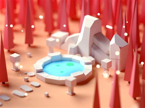 Magic Fountain | Magic fountain, Low poly art, Low poly