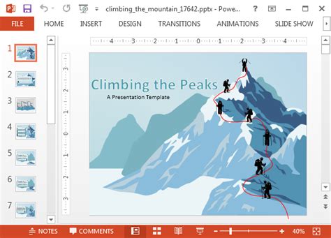 Animated Climbing The Mountain PowerPoint Templates