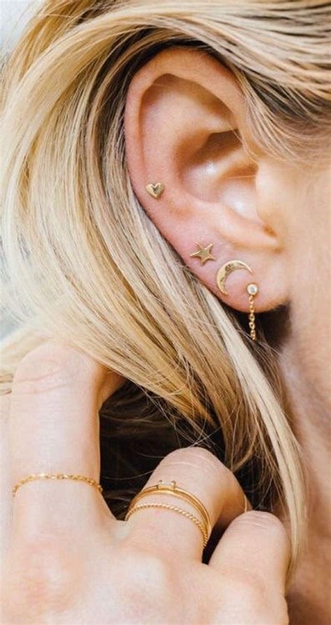 14k Gold Filled Studs, Set of 3 Gold Studs Earrings, Gold Chain Linked ...