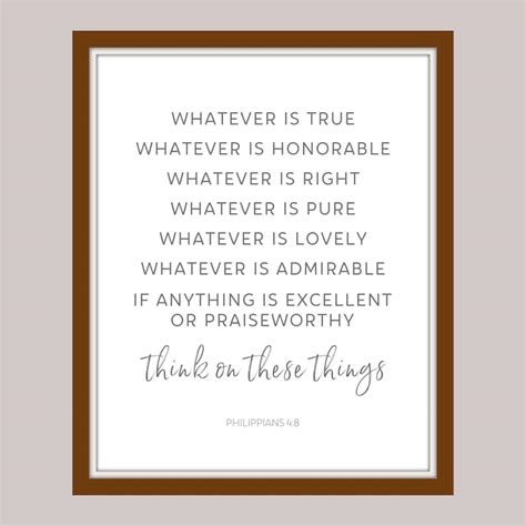 Think on These Things Scripture Printable With Minimalistic Modern Farmhouse Style Handwriting ...