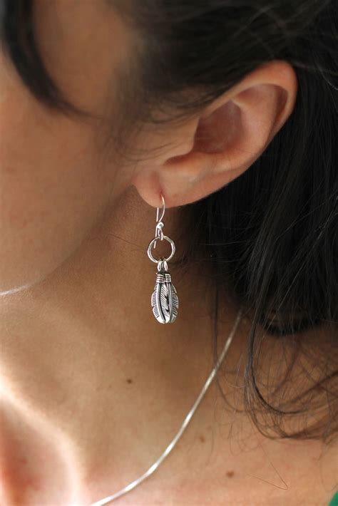 Small Twin Feather Earrings – Silver Eagle Gallery