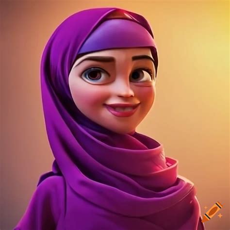 Woman wearing hijab with disney pixar theme on Craiyon
