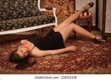 Crime Scene Simulation Lifeless Woman Luxurious Stock Photo 218335225 ...