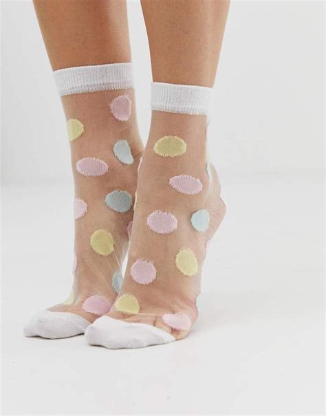 ASOS DESIGN sheer spotty socks | Fashion socks, Fishnet ankle socks, Socks