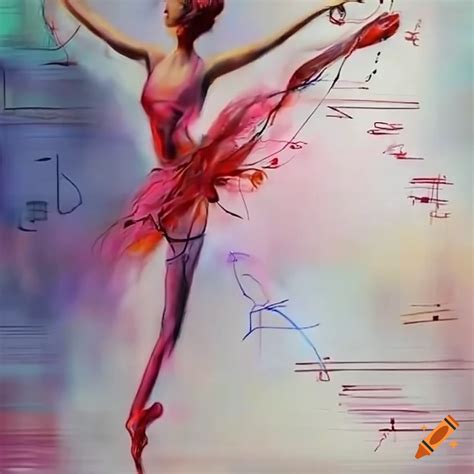 Ballerina connected to sheet music lines