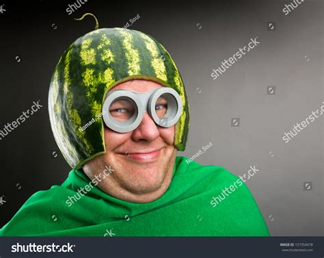 Funny Man Watermelon Helmet Googles Looks Stock Photo 157354478 - Shutterstock