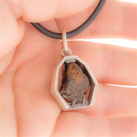 Meteorite Pendant Sterling Silver Jewelry Iron Meteor Handmade Outer Space Jewel | Meteorite ...