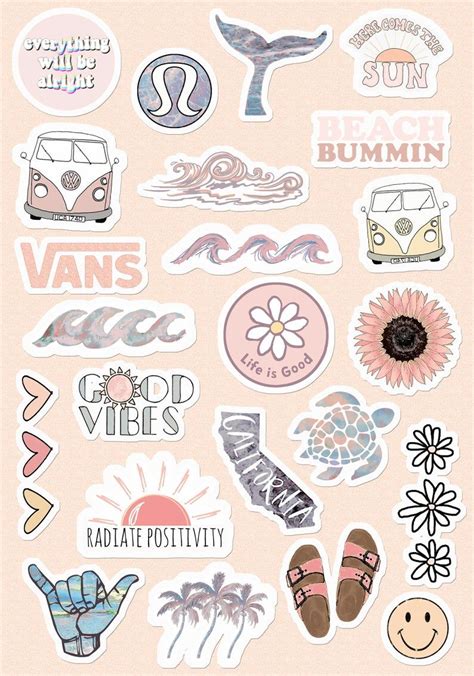 Small & Large Stickers Vsco Light Blue-Yellow Pink Peachy Lilac For ...