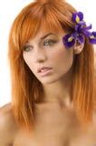 Red hair purple flower stock image. Image of aromatherapy - 7664077