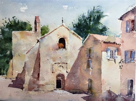 French village, late afternoon — Michele Clamp Art Watercolor Paintings For Sale, Watercolor ...