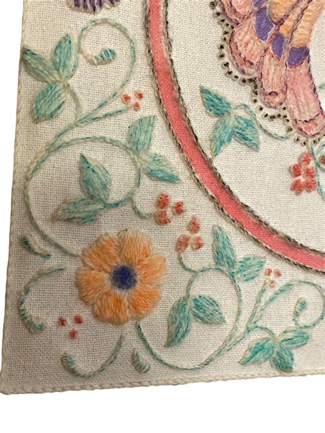 Vintage Crewel Needlepoint and Embroidery Painted With Textile - Etsy