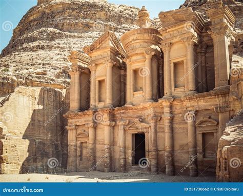 Ad Deir the Monastery, the Monumental Building Carved in Red Rock in the Ancient City of Petra ...