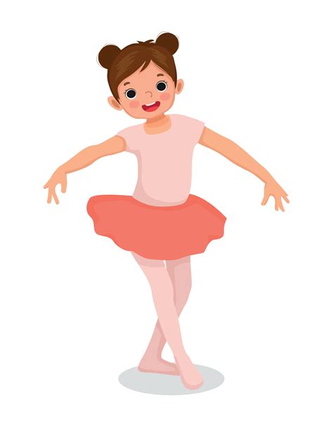 Cute little girl ballerina practicing ballet dancing style in the room ...