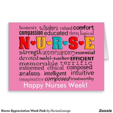 Nurse Appreciation Week Pink Card | Zazzle.com | Nurse appreciation ...
