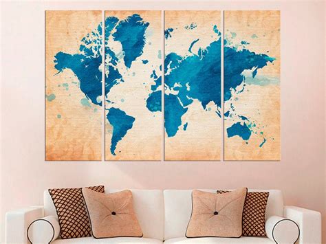 Abstract World Map Colorful World Map Canvas Map Print 5 | Etsy